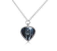 FodPand Collana commemorativa con urna da caccia con lupo notturno personalizzato per ceneri collana con kit di riempimento catena regolabile 70,1 cm catena funeraria cremazione gioielli ricordo cuore