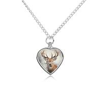 FodPand Collana commemorativa con urna di cervo per ceneri con kit di riempimento, catena regolabile da 70 cm, gioiello funerario per cremazione, ciondolo a forma di cuore per cani e gatti