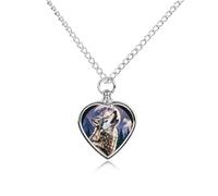FodPand Collana commemorativa con urna di lupi personalizzata per ceneri con kit di riempimento, catena regolabile da 70,1 cm, gioiello funerario per cremazione, ciondolo a forma di cuore per cani e