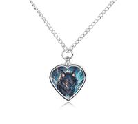 FodPand Collana commemorativa con urna di lupo notturna personalizzata per ceneri con kit di riempimento catena regolabile 70,1 cm catena funeraria cremazione gioielli ricordo cuore ciondolo per amati