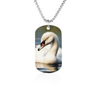 FodPand Collana con ciondolo commemorativo con piccolo cigno carino personalizzato da 59,9 cm, leggera, militare, per uomini e donne, minimalista, per coppie, gioielli, souvenir, regali
