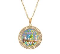 FodPand Collana con diamanti per donne, fidanzata, mamma, 50,8 cm, collana con ciondolo rotondo per coppie, gioielli dell'amicizia, compleanno, anniversario, matrimonio, regalo romantico, One size