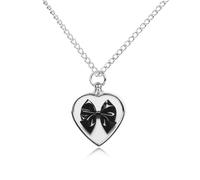FodPand Collana con urna a fiocco nero personalizzata per ceneri commemorativa collana per animali domestici con kit di riempimento catena regolabile 70,1 cm catena funeraria gioielli cremazione