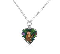 FodPand Collana con urna commemorativa con scimmia, personalizzabile, con kit di riempimento, catena regolabile da 70 cm, gioiello funerario per cremazione, ciondolo a forma di cuore per cani e gatti