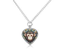 FodPand Collana con urna commemorativa per ceneri con scimmia, con kit di riempimento, catena regolabile da 70 cm, gioiello funerario per cremazione, ciondolo a forma di cuore per cani e gatti