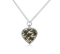 FodPand Collana con urna per ceneri con stampa mimetica personalizzata con kit di riempimento, catena regolabile da 70 cm, gioiello funerario per cremazione, ciondolo a forma di cuore per cani e gatti