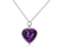 FodPand Collana personalizzata per ceneri in acciaio al titanio con farfalla viola gioielli per cremazione con kit imbuto collana commemorativa regalo regalo personalizzato foto ciondolo per cani