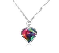FodPand Collane colorate personalizzate con urna di dinosauro per ceneri commemorative collana per animali domestici con kit di riempimento catena regolabile 70,1 cm catena funeraria gioielli