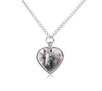 FodPand Collane con urna di cavallo verde personalizzata per ceneri commemorative collana per animali domestici con kit di riempimento catena regolabile 70,1 cm catena funeraria gioielli cremazione