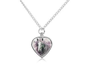 FodPand Collane con urna di cavallo verde personalizzata per ceneri commemorative collana per animali domestici con kit di riempimento catena regolabile 70,1 cm catena funeraria gioielli cremazione