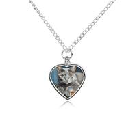 FodPand Collane con urna di gatto grigio chiaro personalizzato per ceneri commemorativa collana per animali domestici con kit di riempimento catena regolabile 70,1 cm catena funeraria gioielli