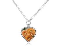 FodPand Collane con urna per ceneri con fiori arancioni personalizzate, collana commemorativa per animali domestici, con kit di riempimento, catena regolabile da 70 cm, gioiello funerario per