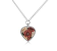 FodPand Collane con urna per ceneri con fiori rossi e pallidi, collana commemorativa per animali domestici, con kit di riempimento, catena regolabile da 70 cm, gioiello funerario per cremazione