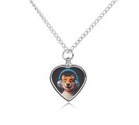 FodPand Collane con urna per cuffie ritratto personalizzato per ceneri collana commemorativa per animali domestici con kit di riempimento catena regolabile 70,1 cm catena funeraria gioielli cremazione