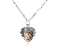 FodPand Collane con urna per gatti personalizzate per ceneri commemorative con kit di riempimento, catena regolabile da 70,1 cm, gioiello funerario per cremazione, ciondolo a forma di cuore per cani e