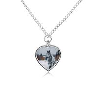 FodPand Collane personalizzate con urna a forma di cavallo con campo innevato, collana commemorativa per ceneri con kit di riempimento, catena regolabile da 70 cm, gioiello funerario per cremazione