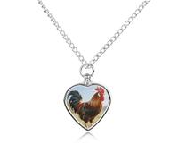 FodPand Collane personalizzate con urna a forma di gallo per ceneri commemorative con kit di riempimento, catena regolabile da 70 cm, gioiello funerario per cremazione, ciondolo a forma di cuore per
