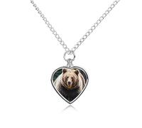 FodPand Collane personalizzate con urna a forma di orso marrone, collana commemorativa per animali domestici, con kit di riempimento, catena regolabile da 70,1 cm, gioiello funerario per cremazione