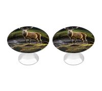 FodPand Confezione da 2 pomelli per armadietti da 2,8 cm, con foro singolo, maniglie decorative per cassetti, a forma di cervo naturale, per cassettiera, cucina, bagno, armadio, armadio, porta