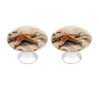 FodPand Confezione da 2 pomelli per armadietti da 2,8 cm, con foro singolo, maniglie decorative per cassetti, a forma di stella marina sulla spiaggia, per comò, cucina, bagno, armadio, armadio, porta