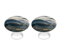 FodPand Confezione da 2 pomelli per armadietti da 2,8 cm, con foro singolo, maniglie decorative per mobili con montagne nebbiose, per comò, cucina, bagno, armadio, armadio, armadietto, porta hardware