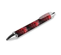 FodPand Penne a sfera retrattili con clip da tasca, penna gel nera, punta fine da 0,5 mm, inchiostro liquido ad asciugatura rapida, penne a sfera con rosa rossa e cuore, scrittura liscia, forniture