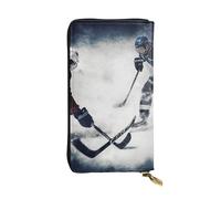 FodPand Portafoglio ultra sottile in pelle PU per donne e uomini, con cerniera, porta carte di credito, borsetta lunga pochette Wild bobcat, Hockey su ghiaccio Arte, One Size, Classico