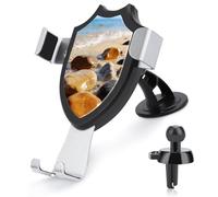 FodPand Supporto per telefono con pietre colorate sulla spiaggia, con ventosa, rotazione regolabile, supporto per auto, per parabrezza, cruscotto, bocchetta dell'aria