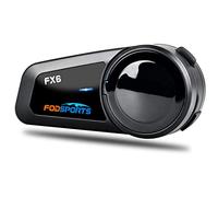 FODSPORTS FX6 Interfono Moto Bluetooth Casco Audio Stereo Hi-Fi CVC Riduzione Rumore Auricolare Per 6 Motociclisti Simultaneo Entro 1000m Mani Libere GPS FM