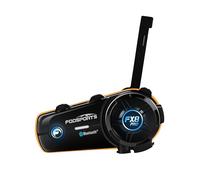 Fodsports FX8 Pro Intercom Moto Bluetooth Audio Multitasking Controllo App | Sistema di comunicazione per fino a 10 motociclisti, altoparlanti HRSQS FOD, 7 voci di guida vocale, autonomia 20 ore