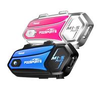 Fodsports M1-S Plus Interfono Moto con Condivisione Musica,Auricolare Casco Bluetooth Coppia,2000M Sistema di Comunicazione Casco,Fino a 10 Persone, Audio Multitasking Cablato,Universale Sciare/ATV