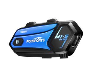Fodsports M1-S Plus Interfono Moto con Condivisione Musica,Auricolare Casco Bluetooth Coppia,2000M Sistema di Comunicazione Casco,Fino a 10 Persone, Audio Multitasking Cablato,Universale Sciare/ATV