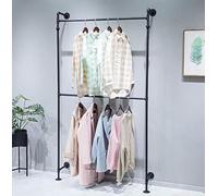 FODUE Appendiabiti a tubo industriale, da parete, in ferro nero, asta appendiabiti multiuso per armadio (nero)