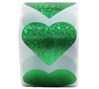 FOELANNE Adesivi sigillanti per buste, Etichette sigillanti laser a forma di cuore 500 pezzi Multicolor 1-1,5 pollici(1inch Green)