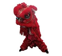 FOELANNE Costume da mascotte per la danza del leone, Testa di bambù in lana del costume danza leone for lo spettacolo capodanno cinese multicolore(B)