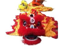 FOELANNE Costume da mascotte per la danza del leone, Testa di danza del leone in lana multicolore 6-8 pollici Capodanno cinese tradizionale spettacolo prop(Red,8inch)
