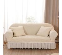 FOELANNE cucito il divano, Copridivano in pile color latte, a forma di L, spessi copridivano in peluche, copridivano antiscivolo for 1, 2 e 3 posti(Beige,235 300cm)