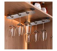 FOELANNE Il bicchiere, Portabicchieri da vino in alluminio da 2 pezzi sotto il mobiletto, organizer for calici da appendere, grigio, 35-45x8x3 cm(35x8x3cm)