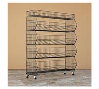 FOELANNE Le verdure, Carrello porta snack con 4 o 5 ripiani, nero e bianco, diverse dimensioni(5 Tier Black,L120cm(47.2in))