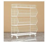 FOELANNE Le verdure, Carrello portafrutta in filo metallico bianco con ruote for riporre frutta e verdura, diverse misure(60x45x110cm)