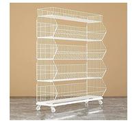 FOELANNE Le verdure, Carrello portafrutta in filo metallico bianco con ruote for riporre frutta e verdura, diverse misure(120x45x140cm)