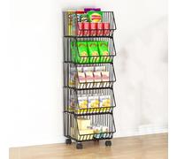 FOELANNE Le verdure, Carrello portaoggetti for scaffali da supermercato con ruote, nero e bianco, da 4 a 5 livelli, confezione da 1(Black,5 Tier-31x29x92.5cm)