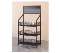 FOELANNE Le verdure, Carrello portaoggetti in acciaio con ruote for frutta, snack e verdura, nero e bianco, diverse dimensioni(Black-3 Tier,L-60CM/24IN)