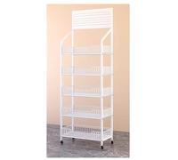 FOELANNE Le verdure, Carrello portaoggetti in acciaio con ruote for frutta, snack e verdura, nero e bianco, diverse dimensioni(White-5 Tier,L-50CM/20IN)