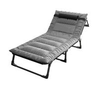 FOELANNE letto di campeggio pieghevole, Adult Folding Camping Bed With Mattress And Pillow 4 Position Adjustable 200kg Grey