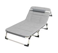 FOELANNE letto di campeggio pieghevole, Letto da campeggio pieghevole portatile regolabile in 4 posizioni con materasso e cuscino for adulti, grigio 190x75 cm