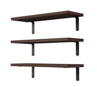 FOELANNE libreria a muro, Set di 3 mensole galleggianti in legno, decorazione for la casa, mensole portaoggetti a parete for bagno, soggiorno, camera da letto(Brown)