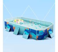 FOELANNE piscina ricreativa per famiglie, Piscina pieghevole non gonfiabile fuori terra for bambini e adulti, diverse misure(185x138x53cm/73x54x21in)