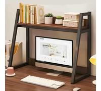 FOELANNE Scaffale da scrivania Hutch Libreria, Libreria da scrivania for computer a scala a 2 e 3 livelli in noce scuro(Dark walnut+2 layers)