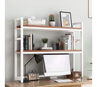 FOELANNE Scaffale da scrivania Hutch Libreria, Supporto for stampante da scrivania regolabile for organizzazione di scaffali a 2 livelli, dimensioni multiple multicolori(F,135x24x90cm)